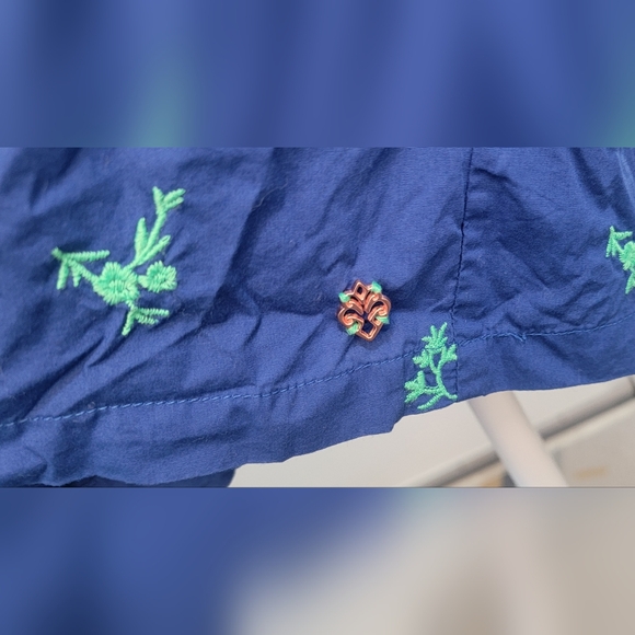 Hatley Maddie Popover Dress Women's S Blue w/Green Embroidered Floral 100% Cotto - Picture 6 of 16